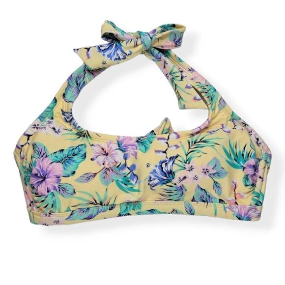 Xhilaration Yellow Tropical Halter Bikini XL 12-14 Jrs. - Picture 1 of 3